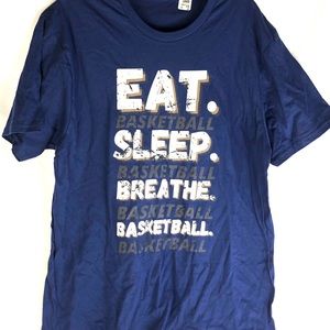 Funny Basketball Shirt Eat Sleep Breathe Navy Blue L Men Women Unisex